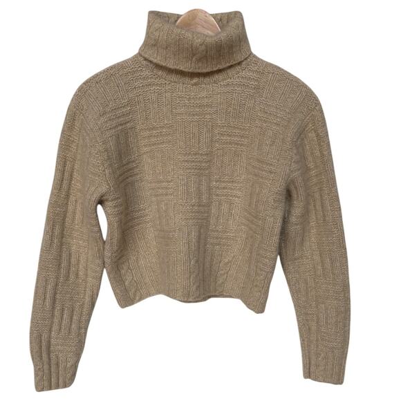 Vintage Hand Knit Lambswool Angora Blend Cropped Turtleneck Sweater size S/M - Picture 1 of 12